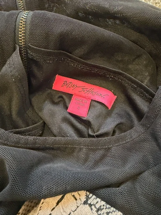 Betsey Johnson Black & Beige Floral Lace Midi Dress - Picture 6 of 7